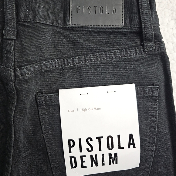 🆕️Pistola Embellished Rhinestone High-Rise Straight Legged Black Jeans Size 24 - Picture 5 of 11